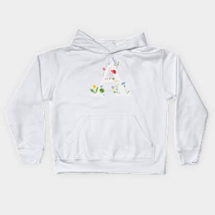 botanical monogram alphabet A wildflowers Kids Hoodie